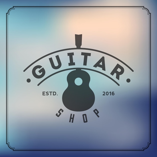 Vector guitar shop store logo guitar vector logo