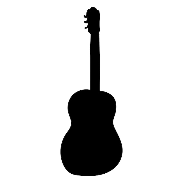 guitar silhouette, on white background, vector, isolated