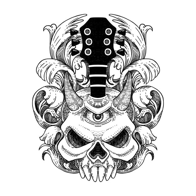 Vector guitar skull illustration