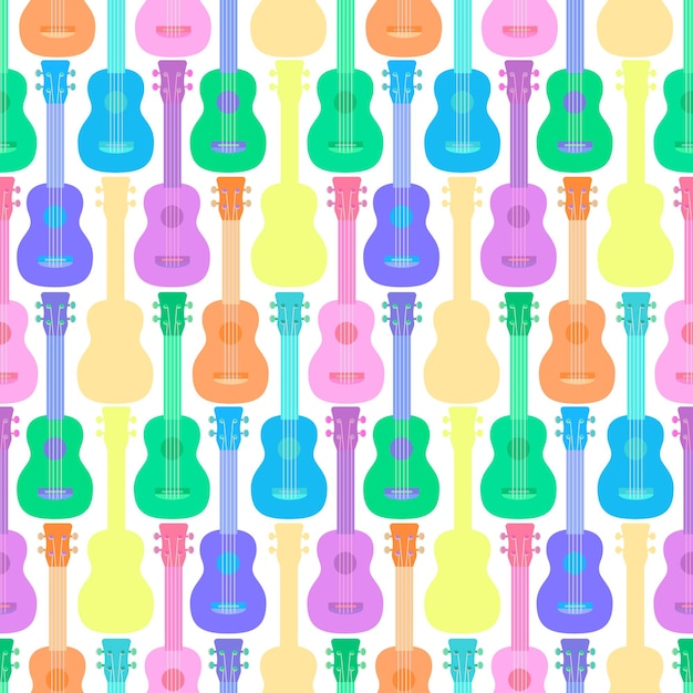 Guitar ukulele seamless pattern isolated on white background