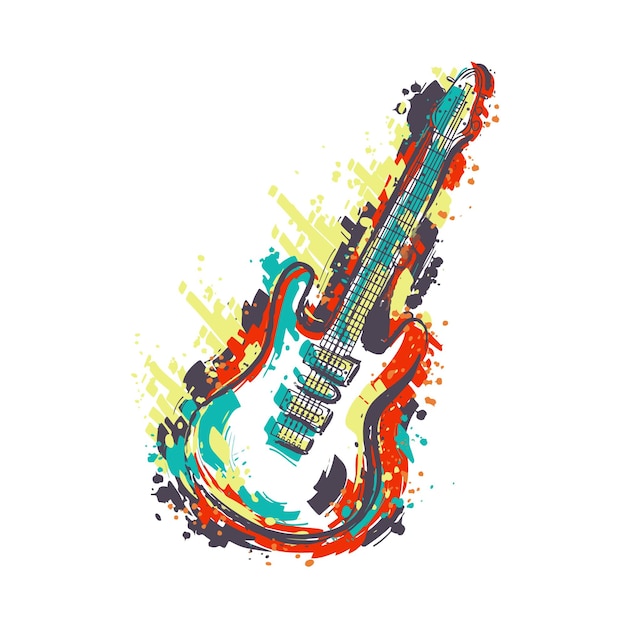 Guitar Vector Guitar t shirt design Colorful guitar vector