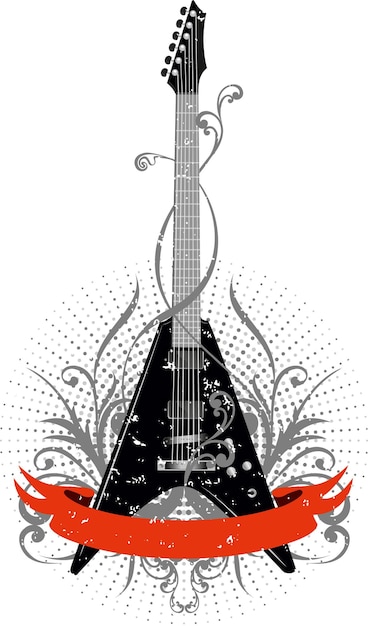 Guitar with pattern and ribbon