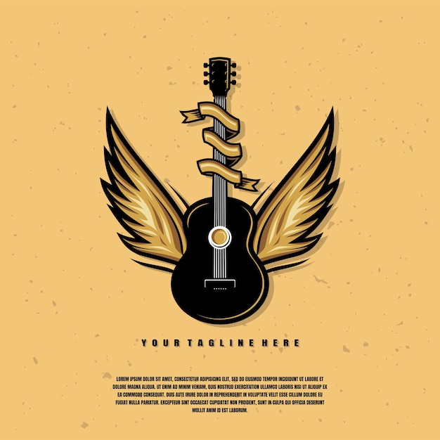 Vector guitar with wings illustration