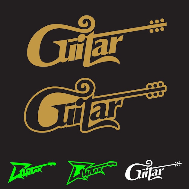 Guitar word mark symbol vector conceptual illustration