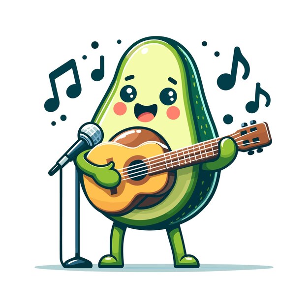 Vector guitarist avocado illustration vector