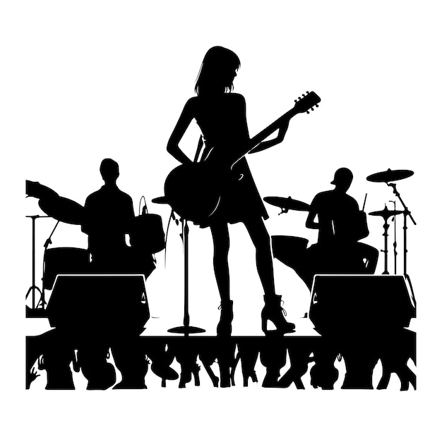Vector guitarists musicians playing the guitarist concert silhouette vector