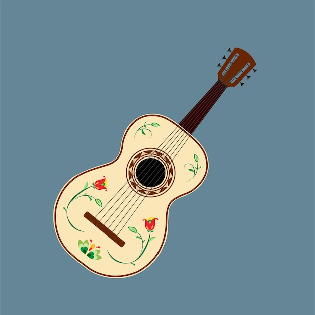 Vector guitarron mexicano mexican guitar flat vector mexican traditional culture day of the dead