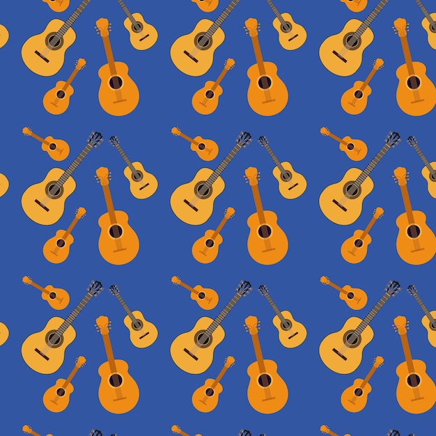 Guitars pattern in dark blue background