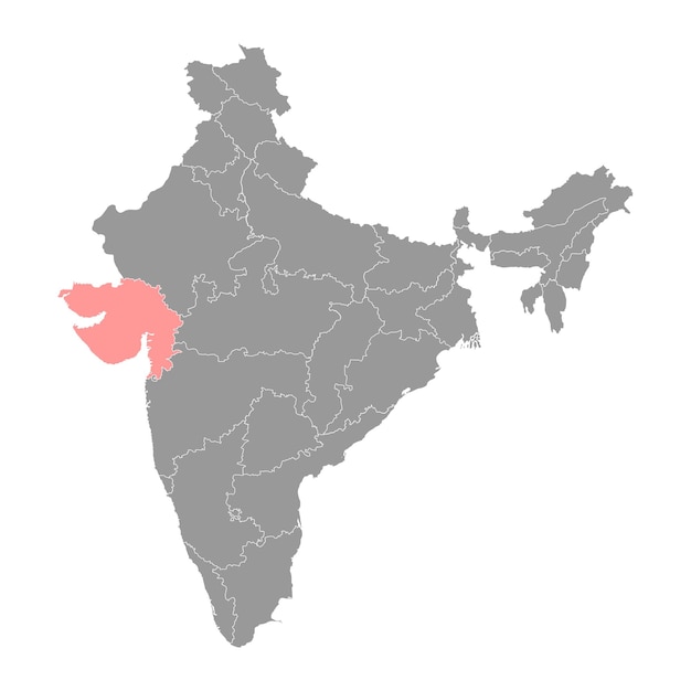 ベクトル インドのグジャラート州地図行政区画ベクトル図