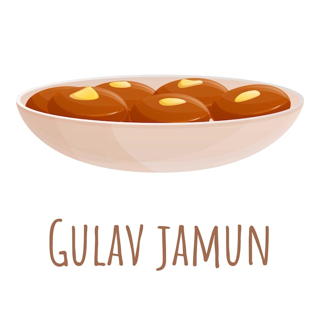 벡터 색 배경에 고립 된 웹 디자인을위한 gulav jamun 음식 터 아이콘의 만화