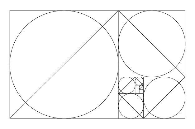 Gulden snede geometrische concept set Goddelijke proportie collectie Geometrische vormen met ideale sectie samenstelling pictogrammen Geometrie harmonie en evenwicht vector illustratie