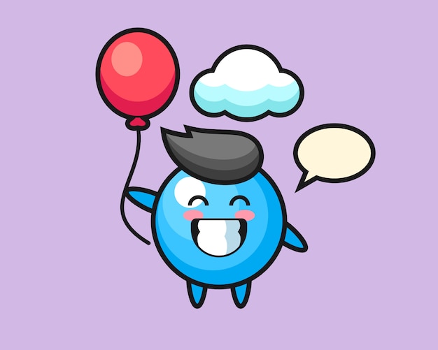 Vector gum ball cartoon is playing balloon
