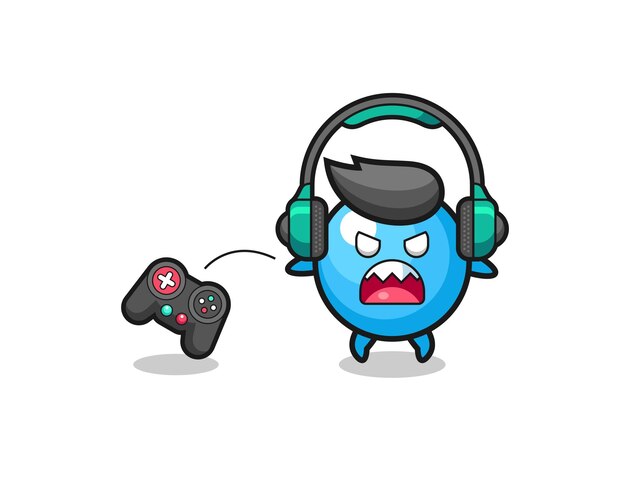 Gum ball gamer mascotte is boos, schattig ontwerp