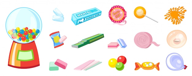 Vector gum icons set. cartoon set of gum icons