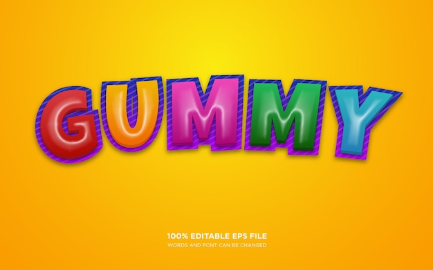 Gummy 3D bewerkbaar tekststijleffect