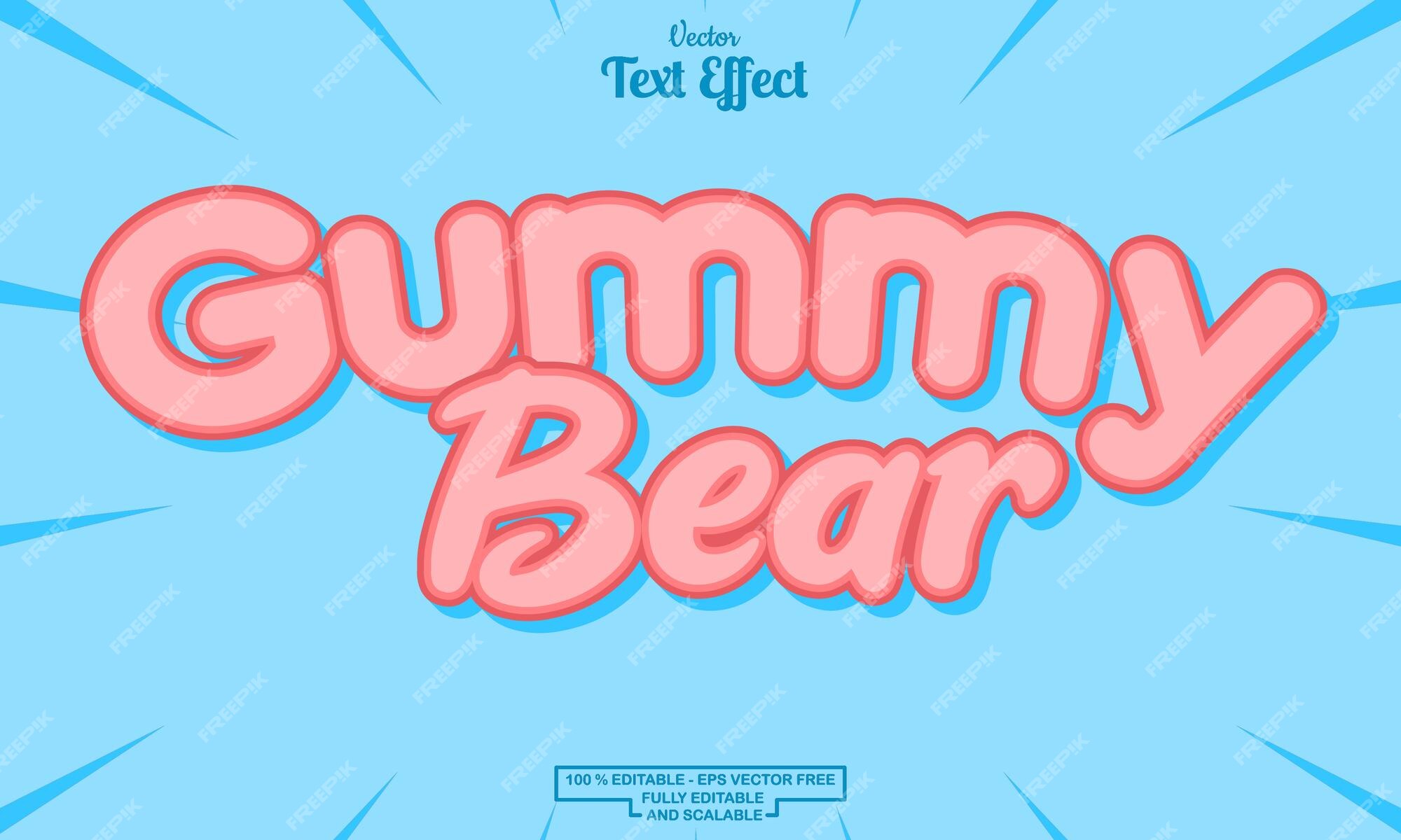 Premium Vector  Gummy bear editable 3d text effect font illustration