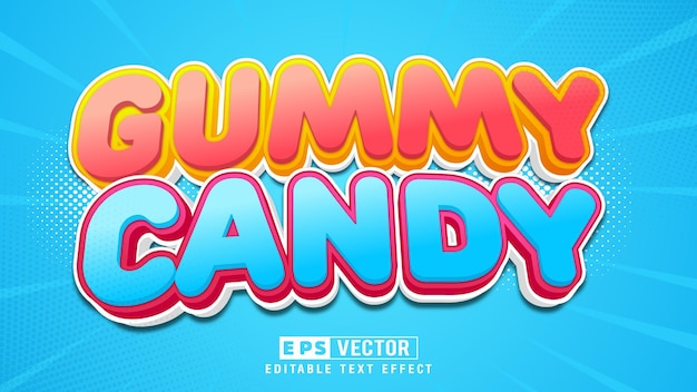 Gummy candy 3d  editable text effect suitable for sweet food menu