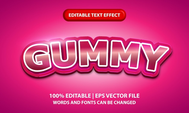 Gummy Editable 3D Text Effect Template - Pink 3D lettering with chewy bubble gum theme