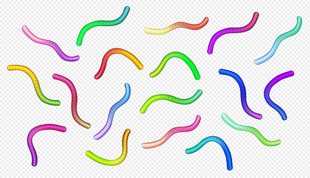 gummy worms multicolor 3d realistic vector illustration
