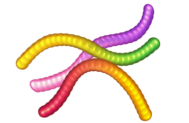 gummy worms multicolor 3d realistic vector illustration