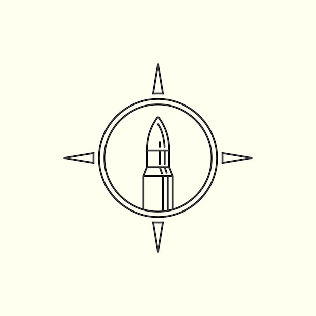 Пистолет или пуля с линейным искусством и эмблемой в стиле логотипа векторная иллюстрация дизайн иконы шаблон солдатский стрелок военный логотип