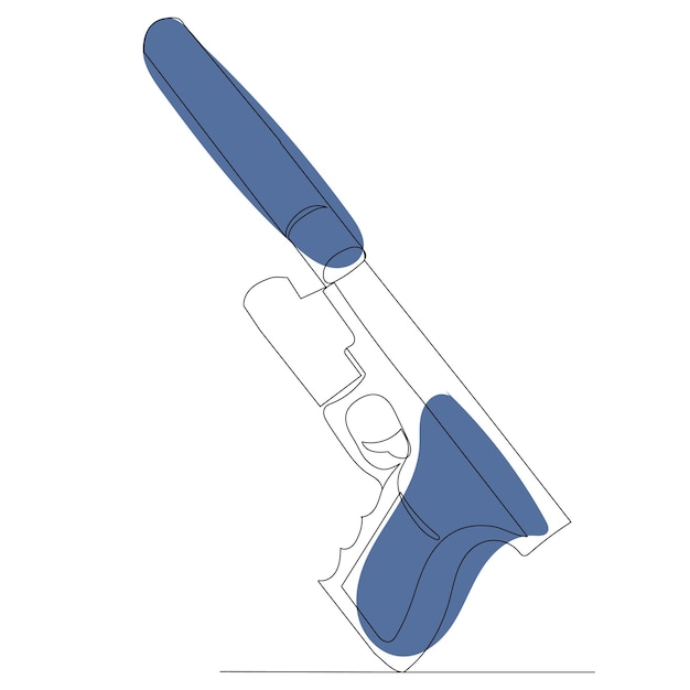 Gun drawing in one continuous line isolated vector