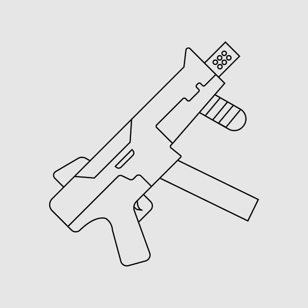 Gun icon Mp5 gun Vector weapon line icon Military Illustration