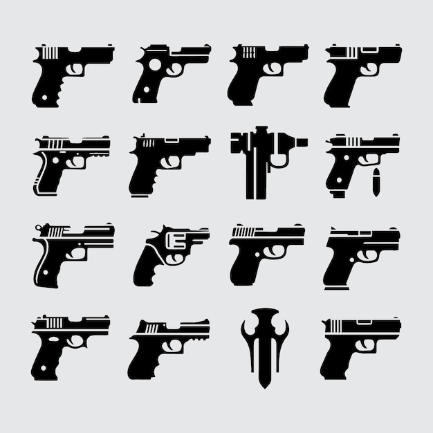 Gun icon set Weapon vector collectie Pistol icon gun vector element