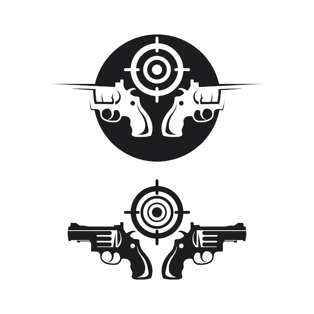 Gun logo and Army soldier sniper shot vector Design Illustration military shot revolver