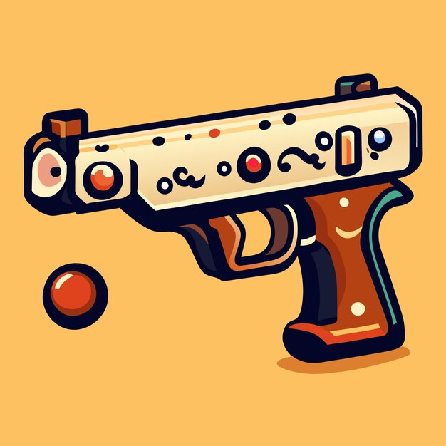 Gun pistol cartoon vector icon illustration holiday object icon concept isolated flat illustration