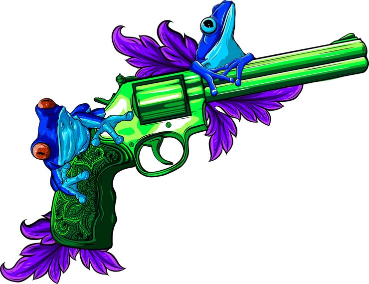 वेक्टर gun revolver handgun six shooter pistol drawing in a vintage retro woodcut etched or engraved style