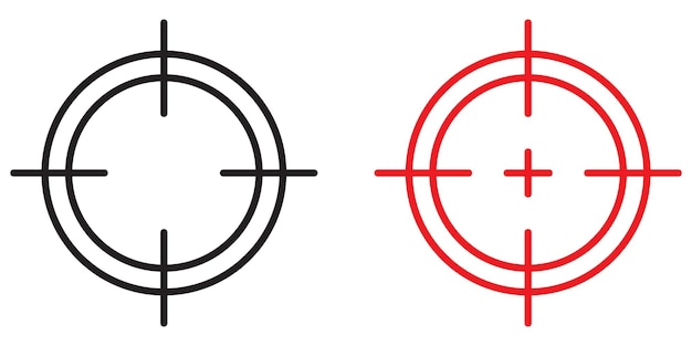 Вектор Иконка мишени для оружия простая модная плоская линия и сплошная изолированная векторная иллюстрация