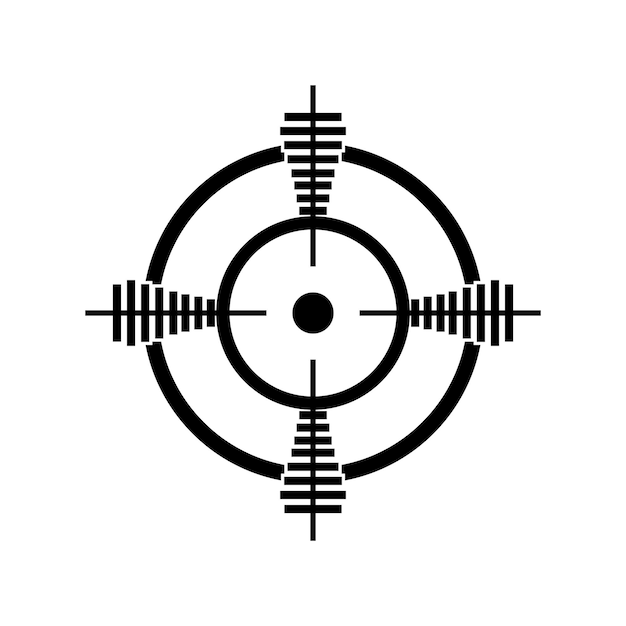 Disegno del modello dell'illustrazione vettoriale dell'icona del bersaglio della pistola