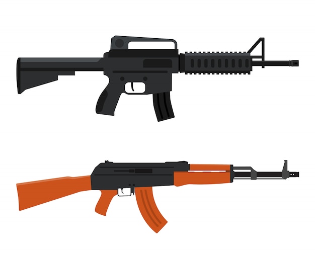 Gun Weapon. M16 amd AK47. 