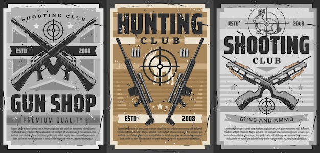 Gun and weapon target posters hunting or shooting