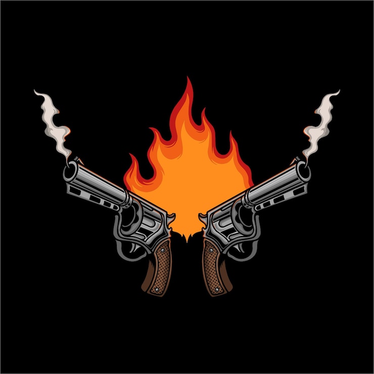 Vector gun with fire vector illustration