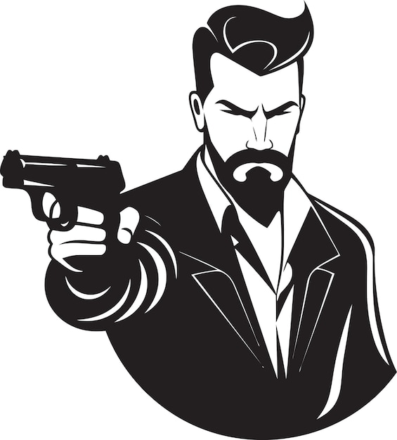 Gunfighter glyph man icon design ammo artistry vector gun logo