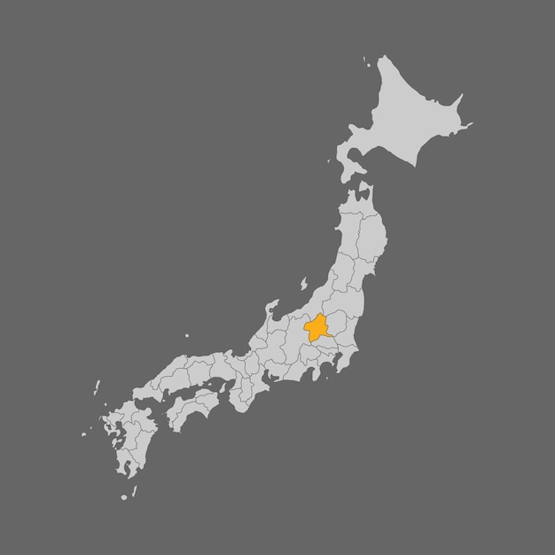 Vector gunma prefecture highlighted on the map of japan