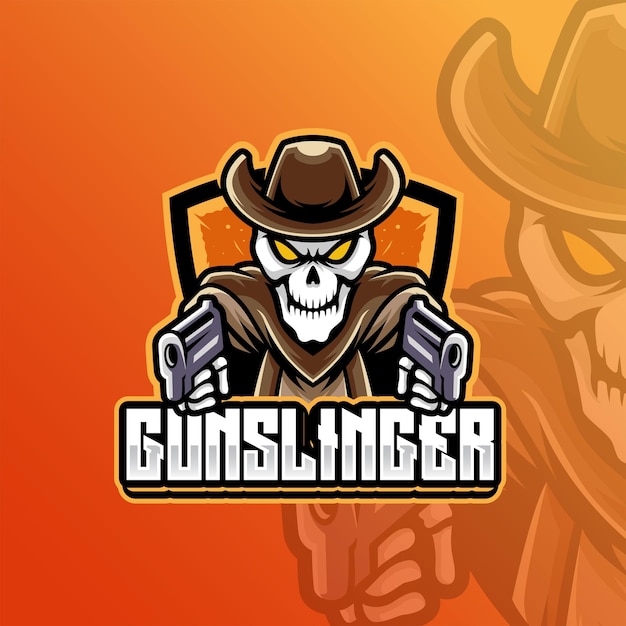 Gunslinger skull mascot logo премиальное членство шаблон