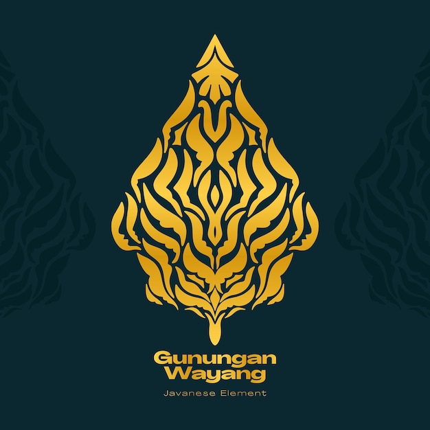 Vector gunungan wayang javaanse cultuur element goud