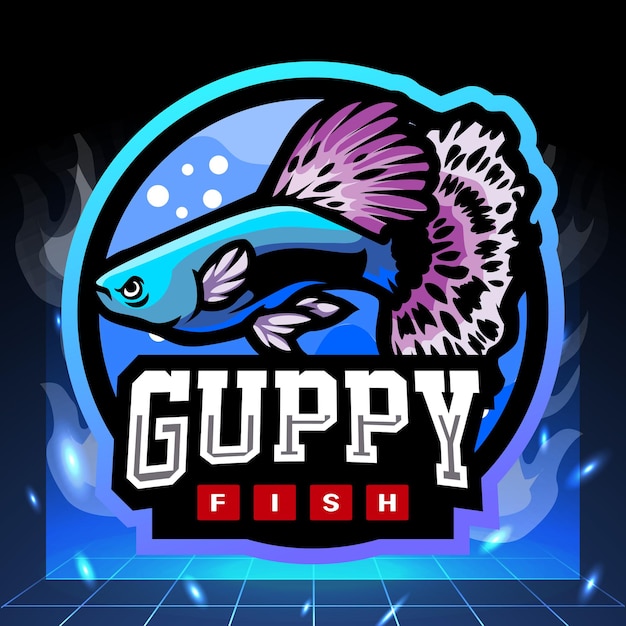 Guppy pesce mascotte esport logo design