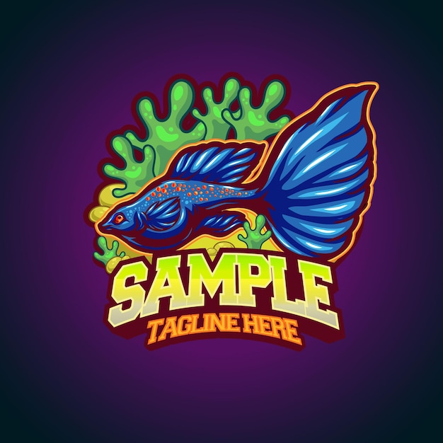 Guppy vis sjabloon mascotte logo vector