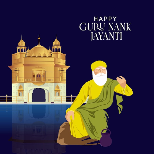 Guru nanak jayanti vettore creativo