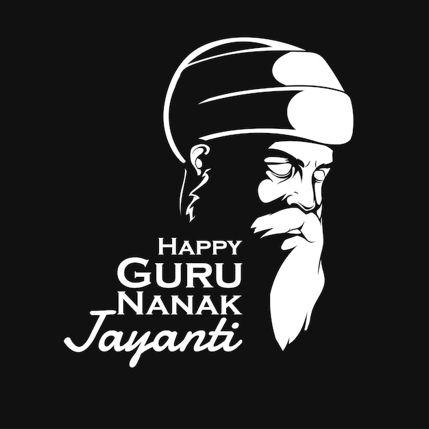 Вектор Гуру нанак джаянти фестиваль сикхского праздника happy gurpurab black background