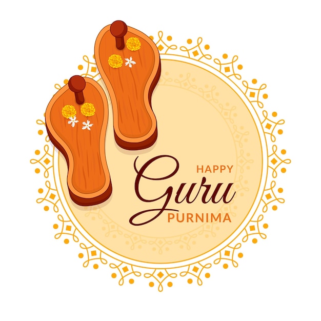 Guru purnima concept Footwear 또는 Guru의 Paduka puja