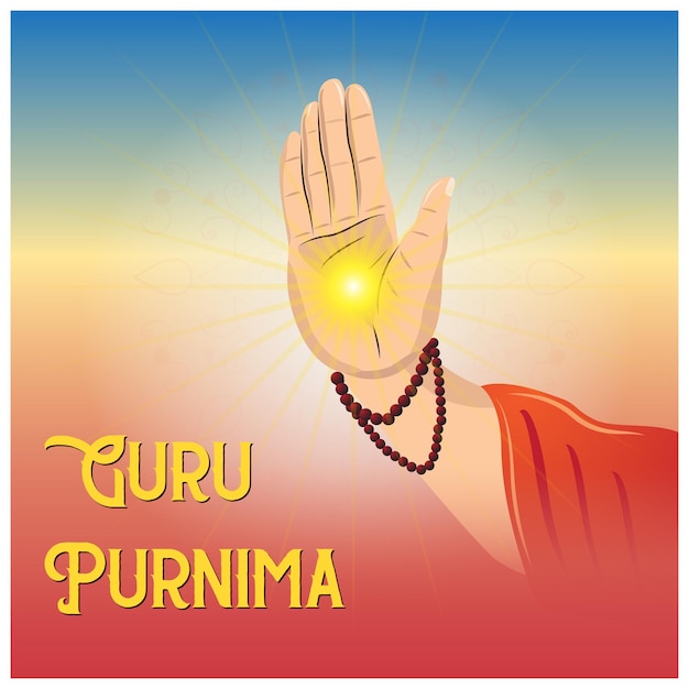 Vettore guru purnima la mano di guru per la benedizione