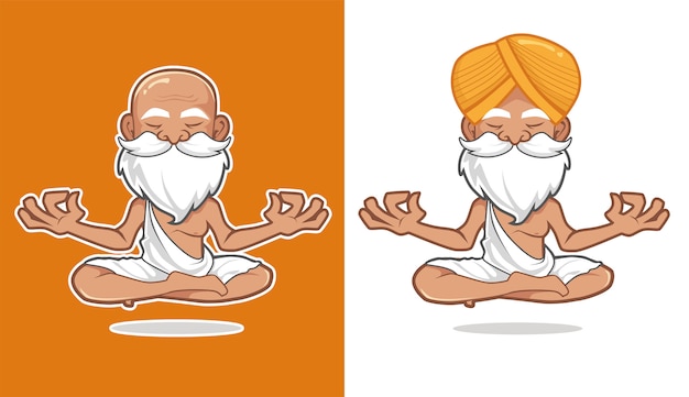 Guru yoga mascot cartoon