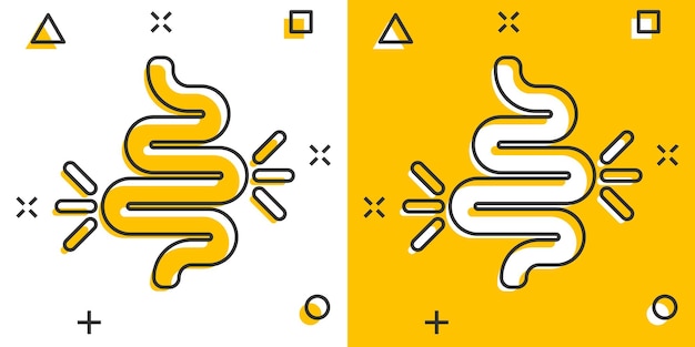 Икона запора кишечника в комическом стиле Векторная иллюстрация колита на белом изолированном фоне Эффект всплеска бизнес-концепции желудка
