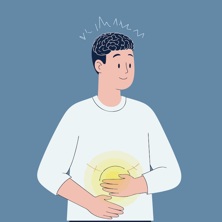 Vector gutbrain connection illustration