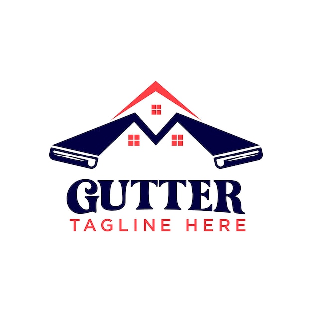 Vector gutter roofing logo design vector